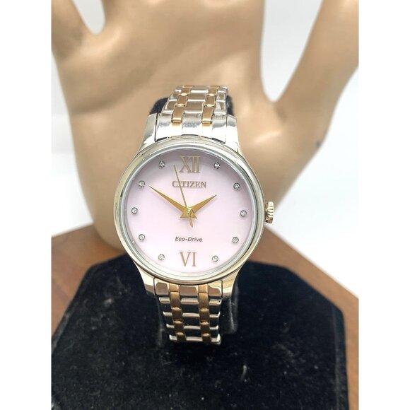 Citizen Women's Watch EM0897-51Y Eco Drive Mother of Pearl Dial Two Tone Steel - Picture 1 of 14